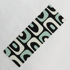 Long Piquet Mid Century Modern Minimalist Pattern Mint Black Yoga Mat Gallery Image 1