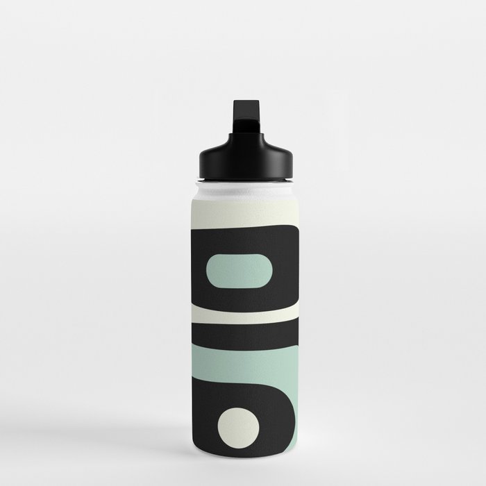 Long Piquet Mid Century Modern Minimalist Pattern Mint Black Water Bottle Gallery Image 3