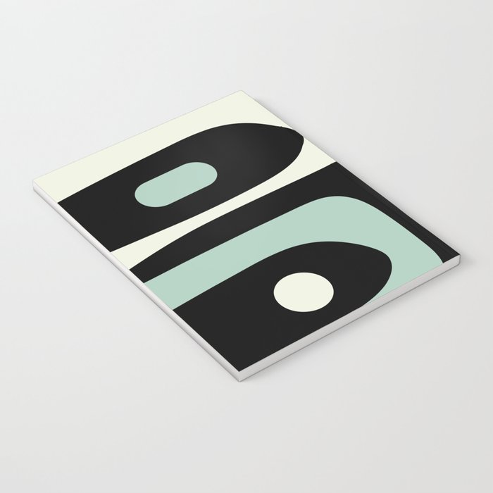 Long Piquet Mid Century Modern Minimalist Pattern Mint Black Notebook Gallery Image 3