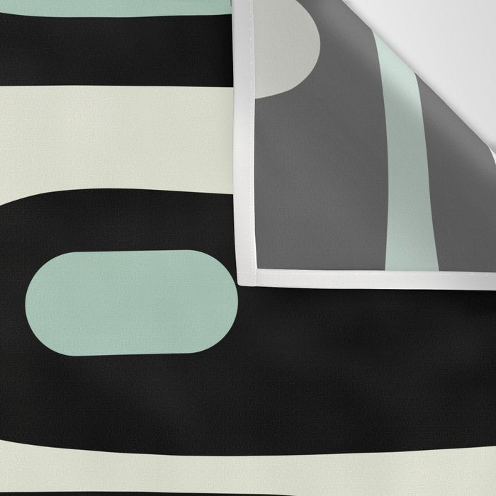 Long Piquet Mid Century Modern Minimalist Pattern Mint Black Wall Tapestry Gallery Image 3