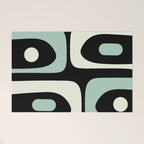 Long Piquet Mid Century Modern Minimalist Pattern Mint Black Welcome Mat Gallery Image 1