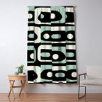 Long Piquet Mid Century Modern Minimalist Pattern Mint Black Window Curtain Gallery Image 5