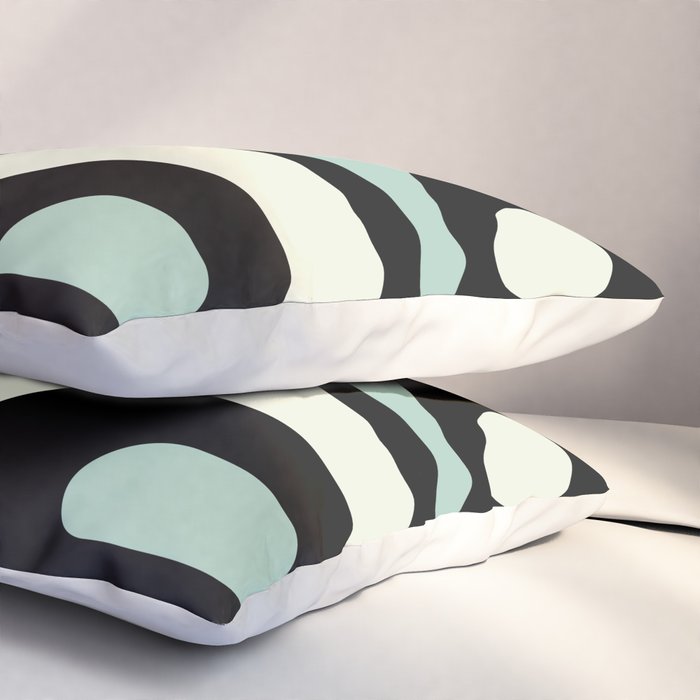 Long Piquet Mid Century Modern Minimalist Pattern Mint Black Pillow Sham Gallery Image 3