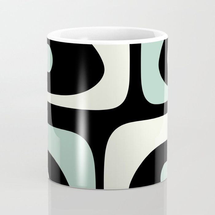 Long Piquet Mid Century Modern Minimalist Pattern Mint Black Coffee Mug Gallery Image 4