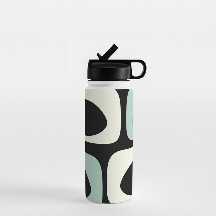 Long Piquet Mid Century Modern Minimalist Pattern Mint Black Water Bottle Gallery Image 1