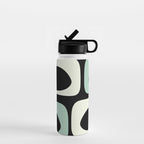 Long Piquet Mid Century Modern Minimalist Pattern Mint Black Water Bottle Gallery Image 1