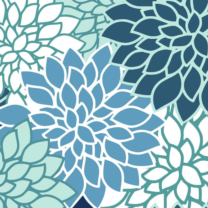 Dahlia Floral Blooms, Teal, Blue White Coffee Mug Gallery Image 2