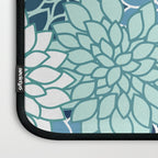 Dahlia Floral Blooms, Teal, Blue White Laptop Sleeve Gallery Image 3