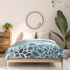 Dahlia Floral Blooms, Teal, Blue White Comforter Gallery Image 3