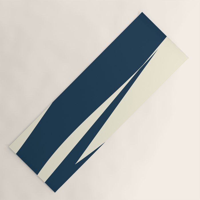 Minimalist Blue & Ivory Abstract Shapes Yoga Mat Gallery Image 1