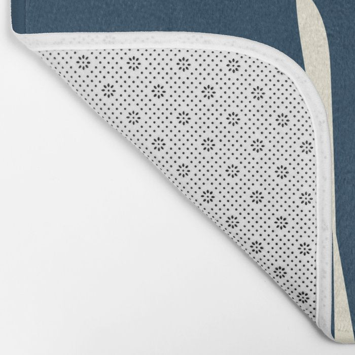 Minimalist Blue & Ivory Abstract Shapes Bath Mat Gallery Image 2