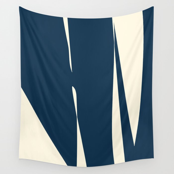 Minimalist Blue & Ivory Abstract Shapes Wall Tapestry Gallery Image 4
