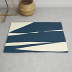 Minimalist Blue & Ivory Abstract Shapes Rug Gallery Image 1