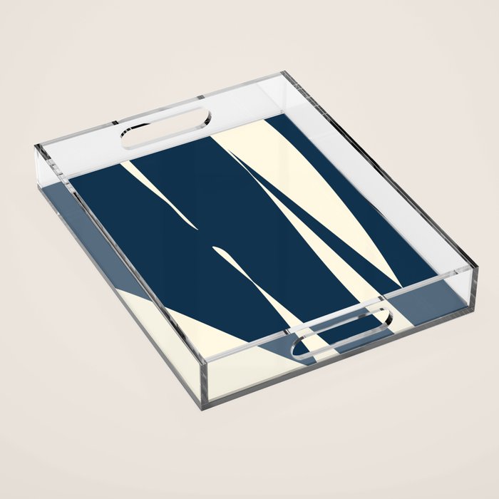 Minimalist Blue & Ivory Abstract Shapes Acrylic Tray Gallery Image 1