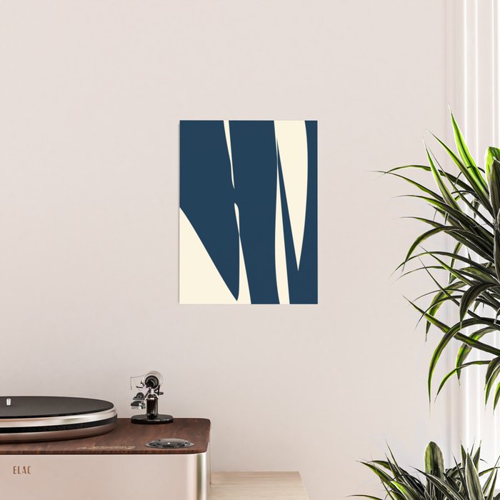 Minimalist Blue & Ivory Abstract Shapes Poster Gallery Image 2