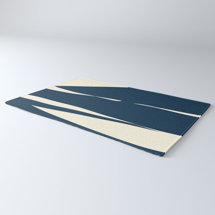 Minimalist Blue & Ivory Abstract Shapes Rug Gallery Image 3