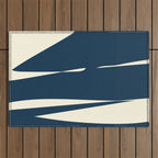 Minimalist Blue & Ivory Abstract Shapes Outdoor Rug Gallery Image 1