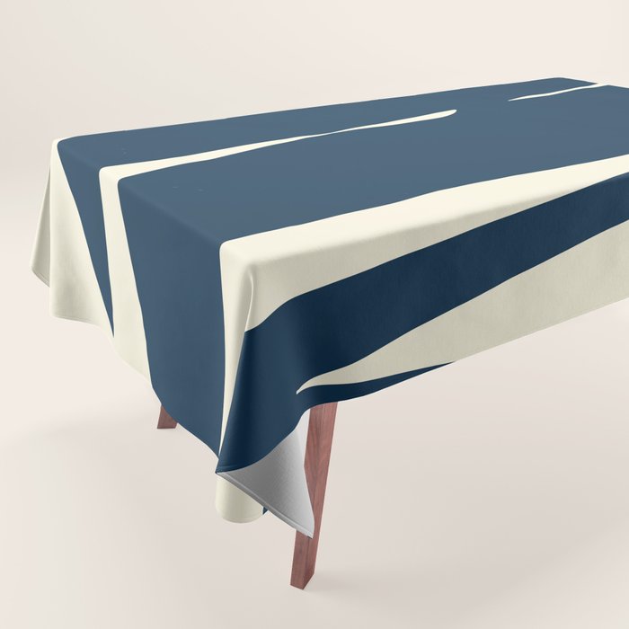 Minimalist Blue & Ivory Abstract Shapes Tablecloth Gallery Image 1