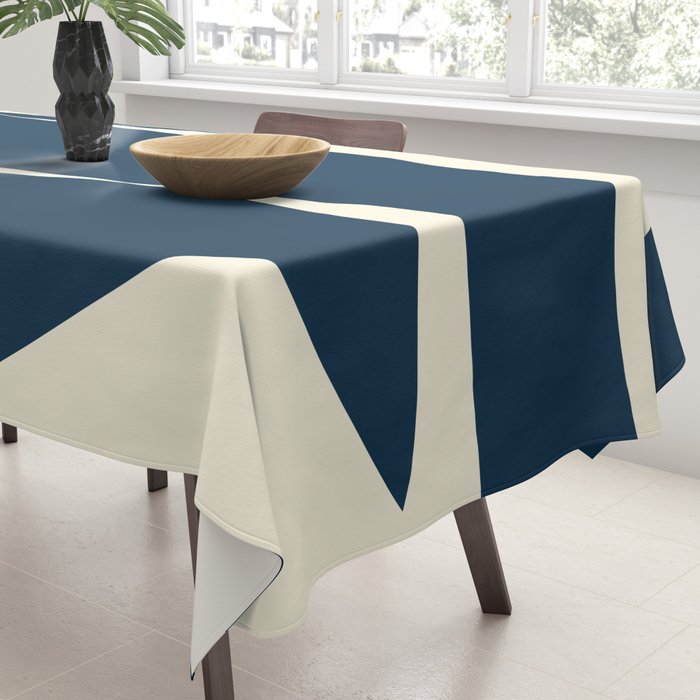 Minimalist Blue & Ivory Abstract Shapes Tablecloth Gallery Image 3