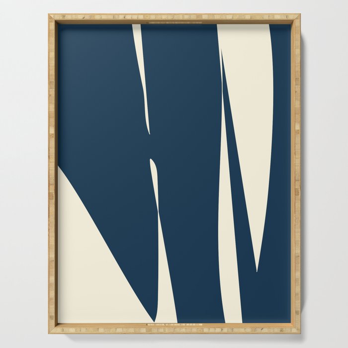 Minimalist Blue & Ivory Abstract Shapes Serving Tray Gallery Image 1