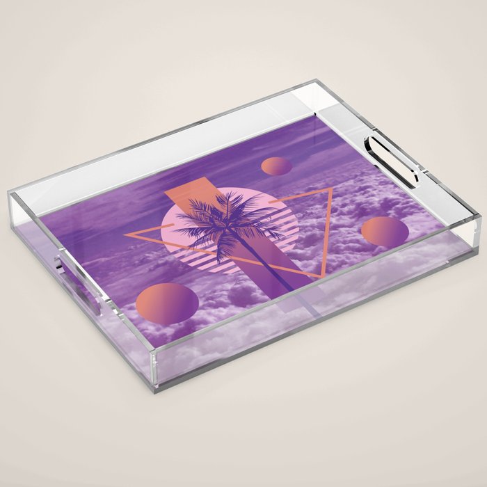 Vaporwave sky 4 / Palmtree / 80s / 90s / aesthetic Acrylic Tray Gallery Image 1