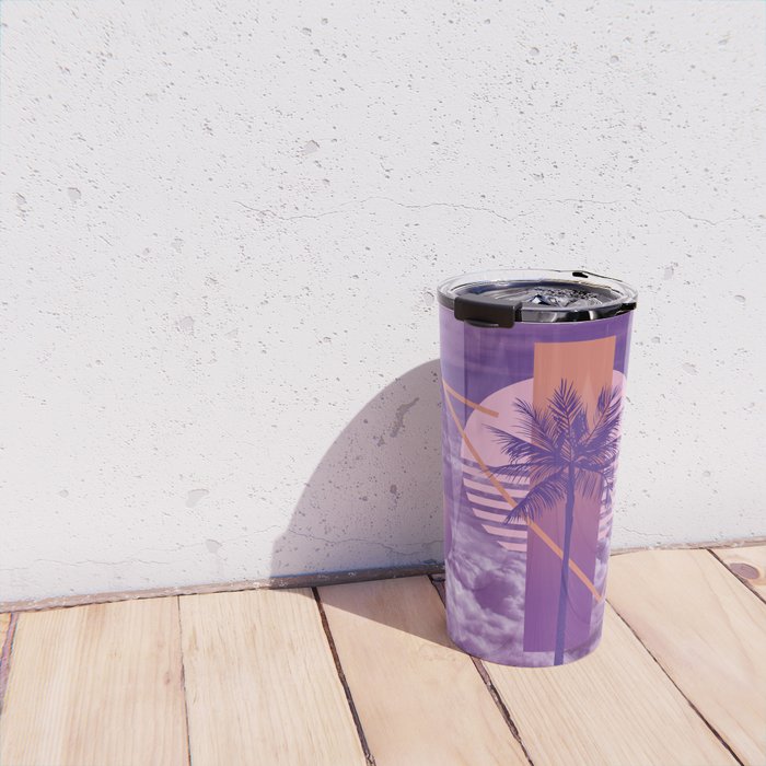 Vaporwave sky 4 / Palmtree / 80s / 90s / aesthetic Travel Mug Gallery Image 4