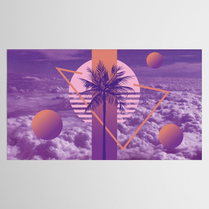 Vaporwave sky 4 / Palmtree / 80s / 90s / aesthetic Tablecloth Gallery Image 2