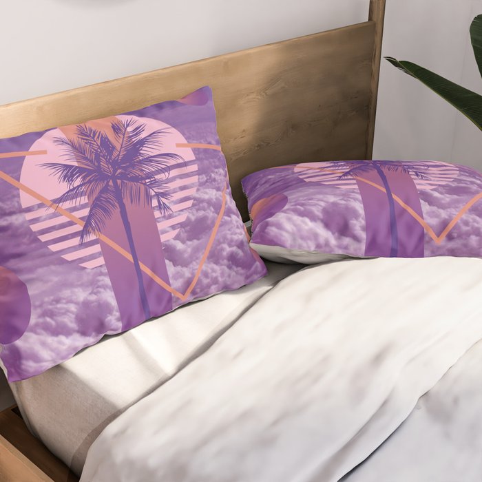 Vaporwave sky 4 / Palmtree / 80s / 90s / aesthetic Pillow Sham Gallery Image 2