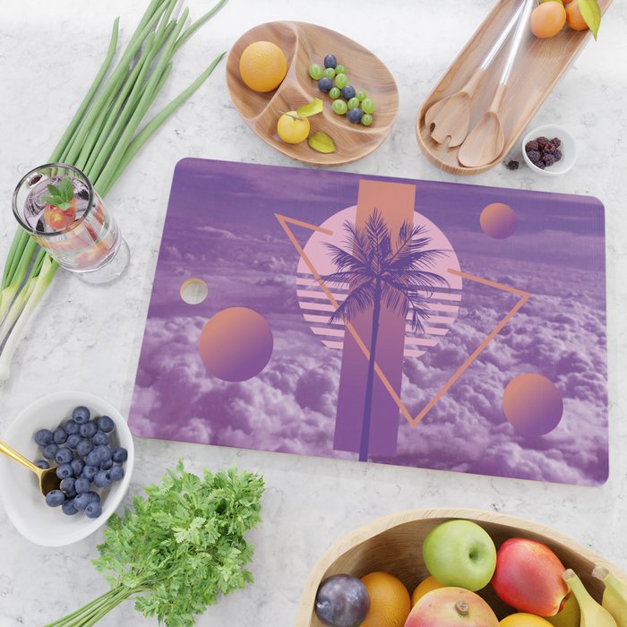 Vaporwave sky 4 / Palmtree / 80s / 90s / aesthetic Cutting Board Gallery Image 2