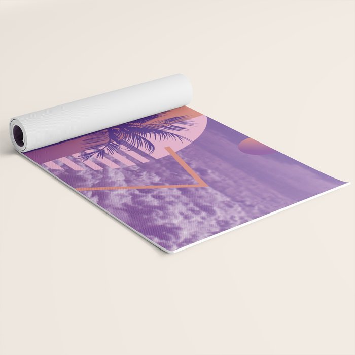 Vaporwave sky 4 / Palmtree / 80s / 90s / aesthetic Yoga Mat Gallery Image 2
