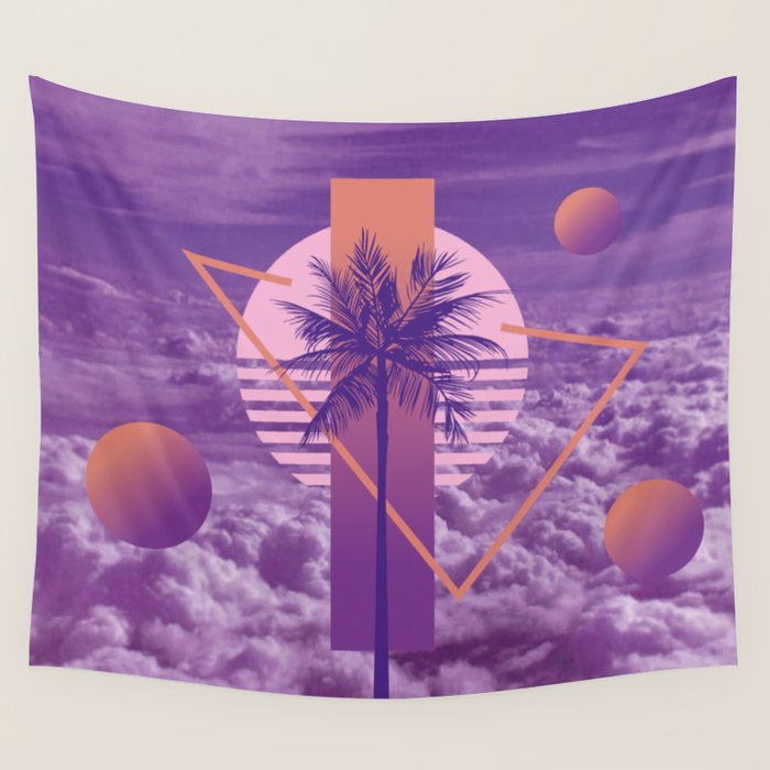 Vaporwave sky 4 / Palmtree / 80s / 90s / aesthetic Wall Tapestry Gallery Image 4
