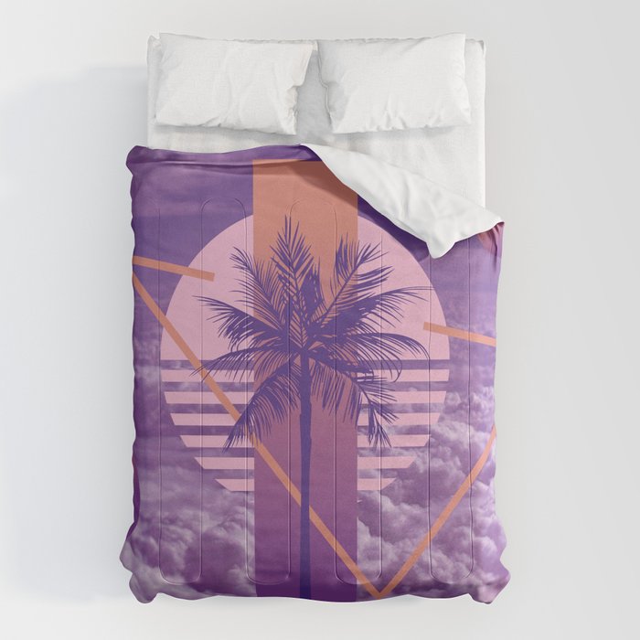 Vaporwave sky 4 / Palmtree / 80s / 90s / aesthetic Comforter Gallery Image 1