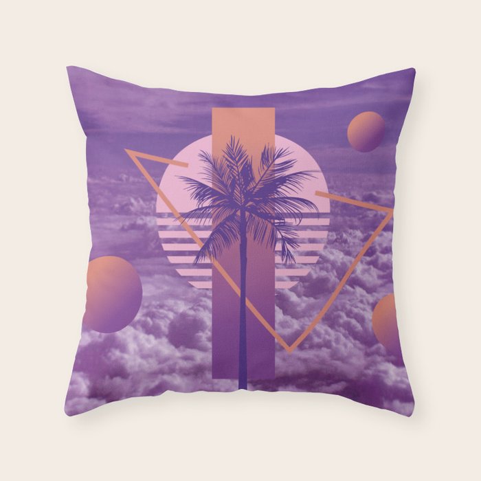 Vaporwave sky 4 / Palmtree / 80s / 90s / aesthetic Throw Pillow Gallery Image 6