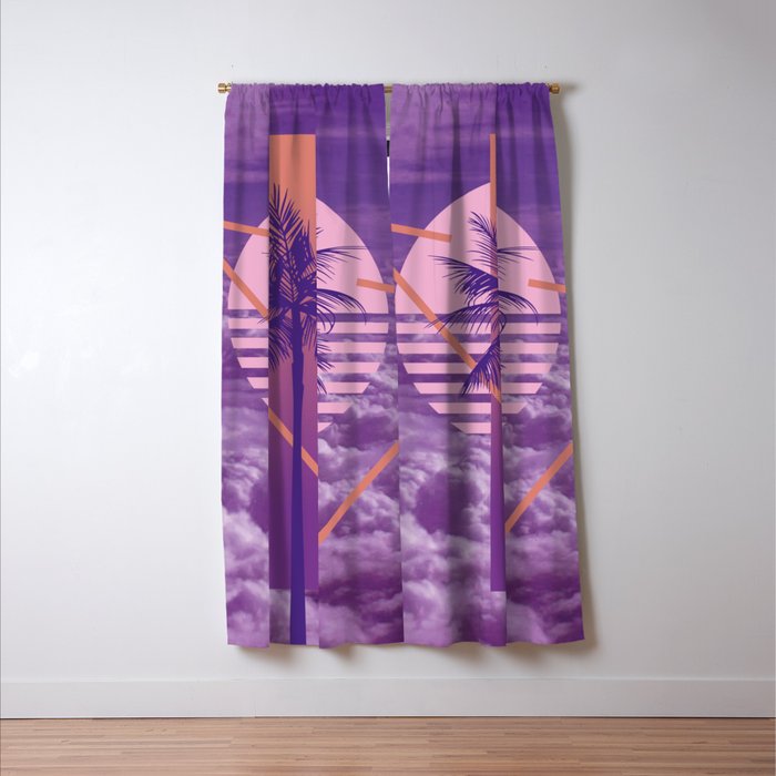 Vaporwave sky 4 / Palmtree / 80s / 90s / aesthetic Window Curtain Gallery Image 3