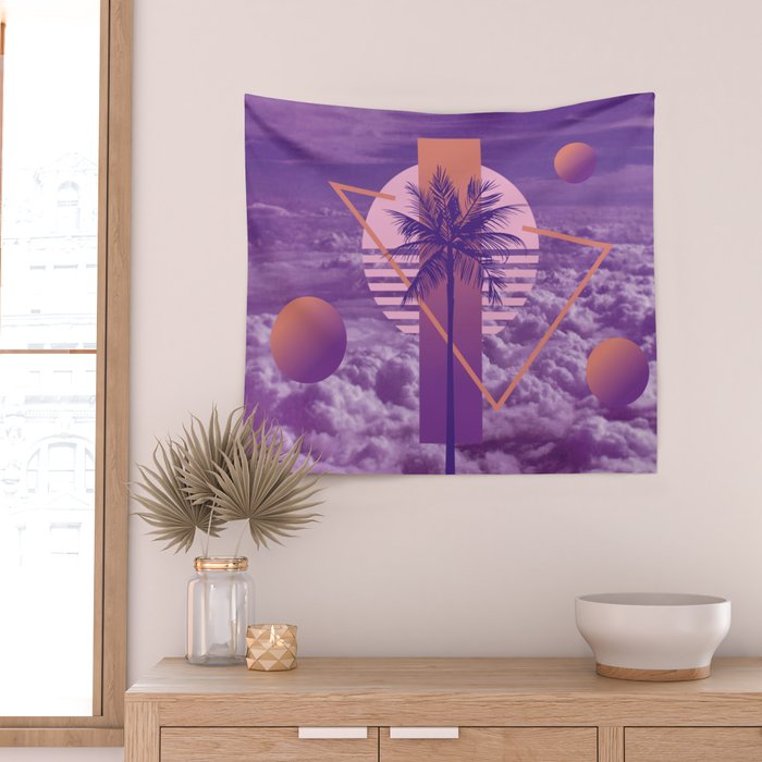 Vaporwave sky 4 / Palmtree / 80s / 90s / aesthetic Wall Tapestry Gallery Image 2
