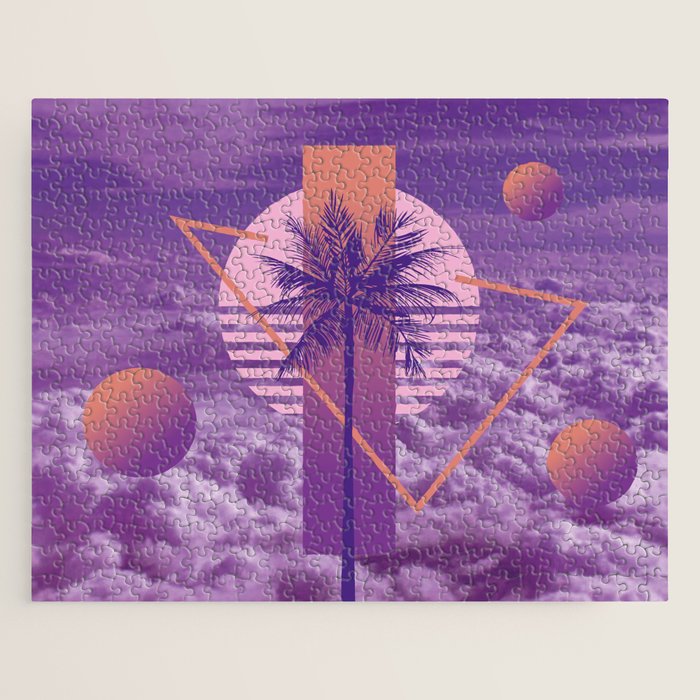 Vaporwave sky 4 / Palmtree / 80s / 90s / aesthetic Jigsaw Puzzle Gallery Image 1