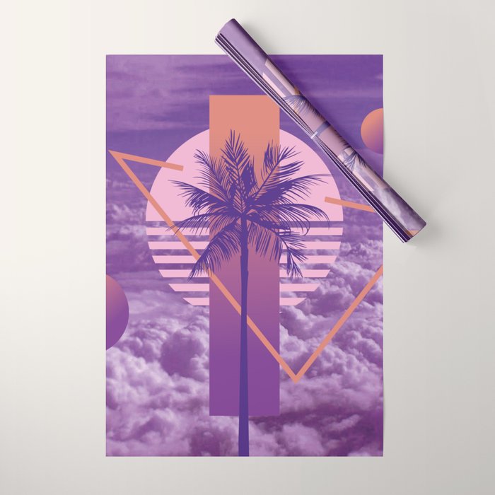 Vaporwave sky 4 / Palmtree / 80s / 90s / aesthetic Wrapping Paper Gallery Image 1