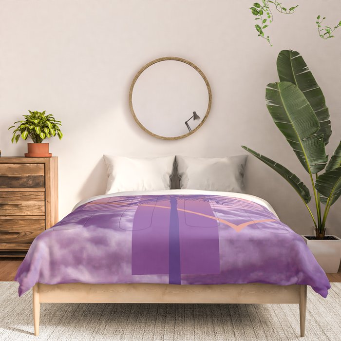 Vaporwave sky 4 / Palmtree / 80s / 90s / aesthetic Comforter Gallery Image 3