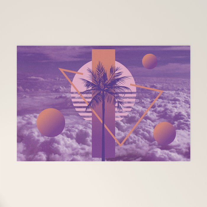 Vaporwave sky 4 / Palmtree / 80s / 90s / aesthetic Welcome Mat Gallery Image 1