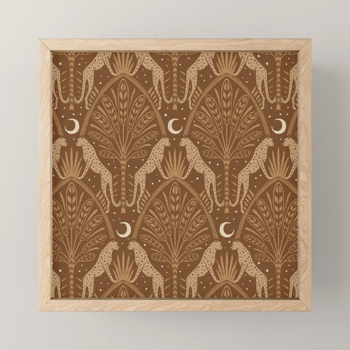Night Cheetahs - Copper Brown Mini Art Print Gallery Image 1