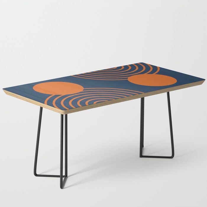 Mid Century Modern Geometric 186 in Navy Blue Orange Coffee Table Gallery Image 1