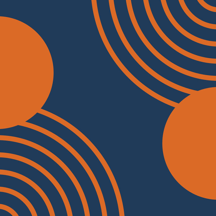 Mid Century Modern Geometric 186 in Navy Blue Orange Coffee Mug Gallery Image 2