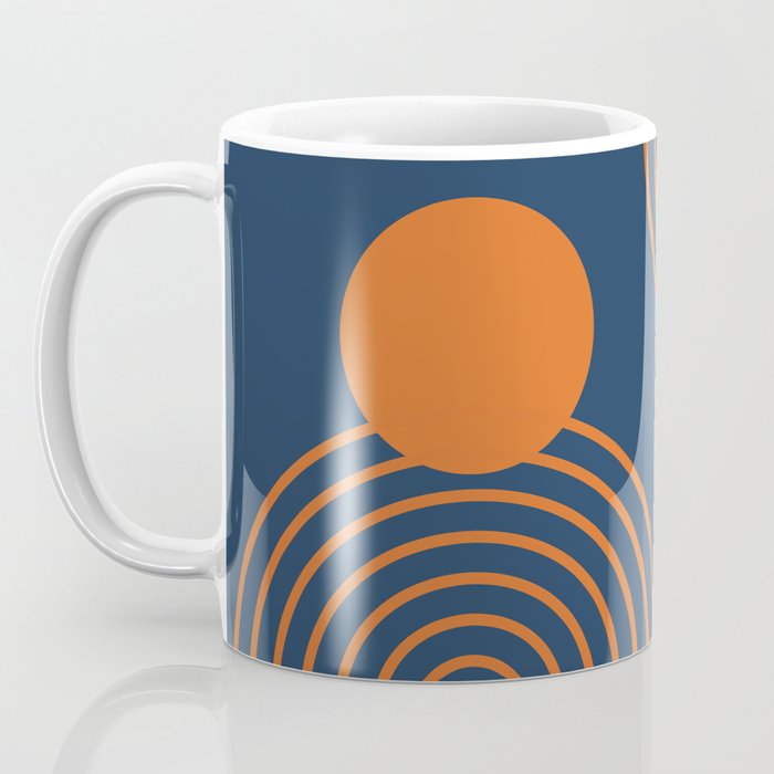 Mid Century Modern Geometric 186 in Navy Blue Orange Coffee Mug Gallery Image 3