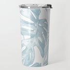 Blue Tropical Palm Leaves Print Travel Mug Gallery Image 2