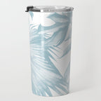 Blue Tropical Palm Leaves Print Travel Mug Gallery Image 3