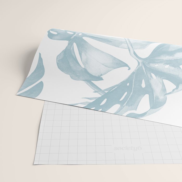 Blue Tropical Palm Leaves Print Wrapping Paper Gallery Image 2