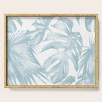 Blue Tropical Palm Leaves Print Serving Tray Gallery Image 1