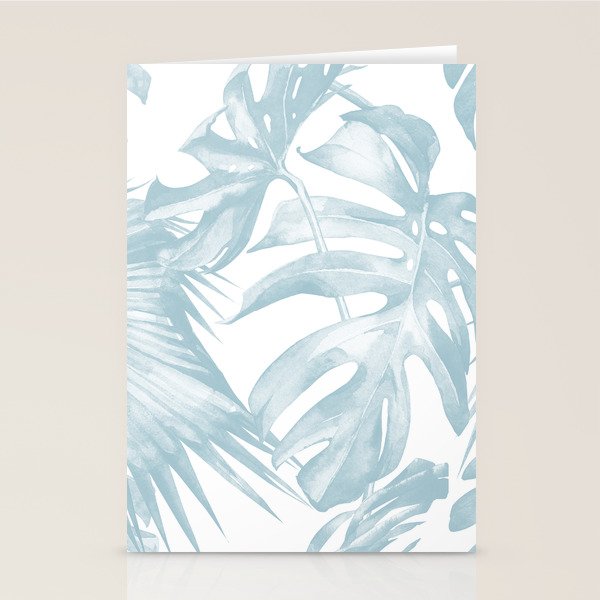 Blue Tropical Palm Leaves Print Stationery Card Gallery Image 2
