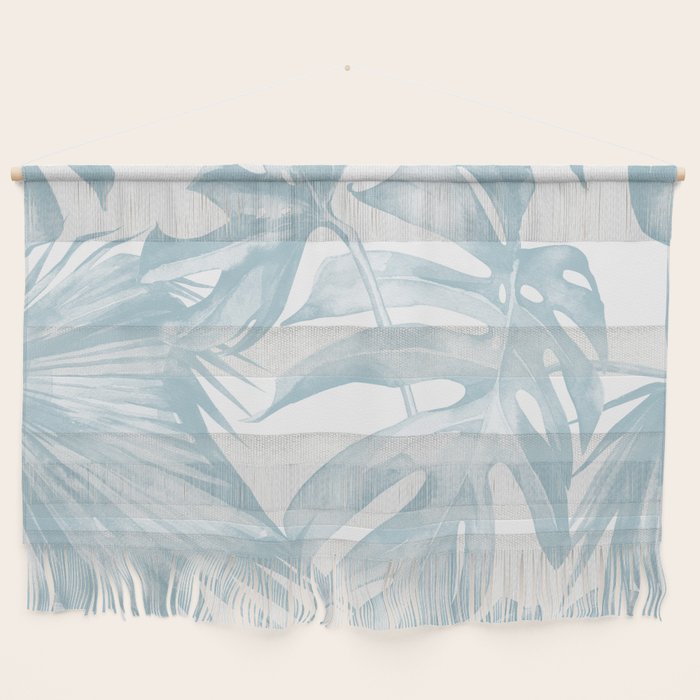 Blue Tropical Palm Leaves Print Wall Hanging Gallery Image 1