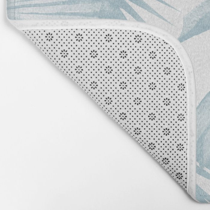 Blue Tropical Palm Leaves Print Bath Mat Gallery Image 2